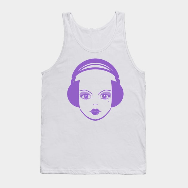 Abstract Headphone Girl Tank Top by markmurphycreative